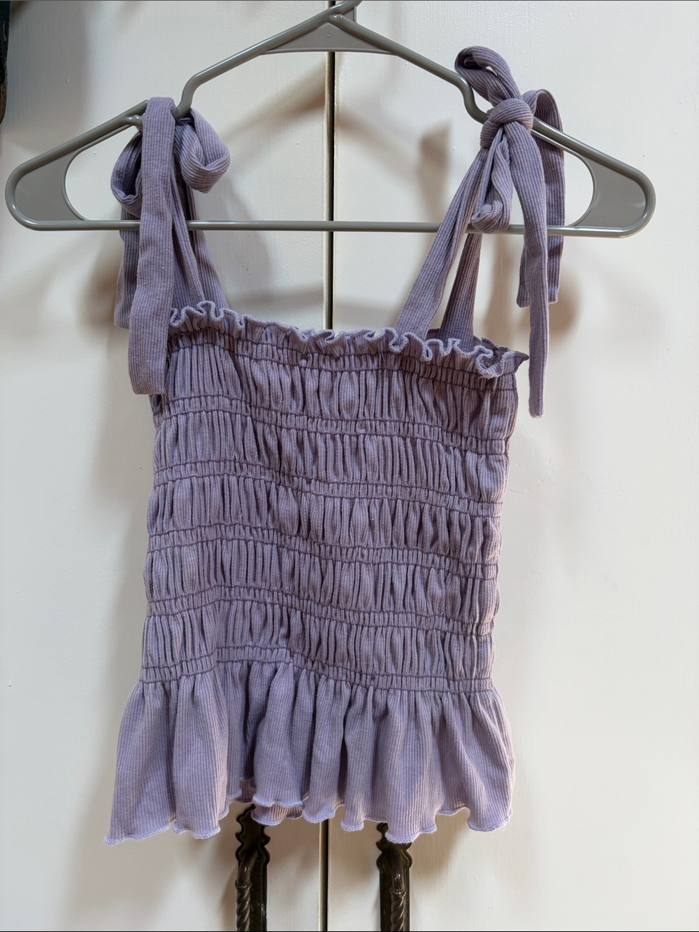Altar'd State Lavender Smocked Tie-Shoulder Tank